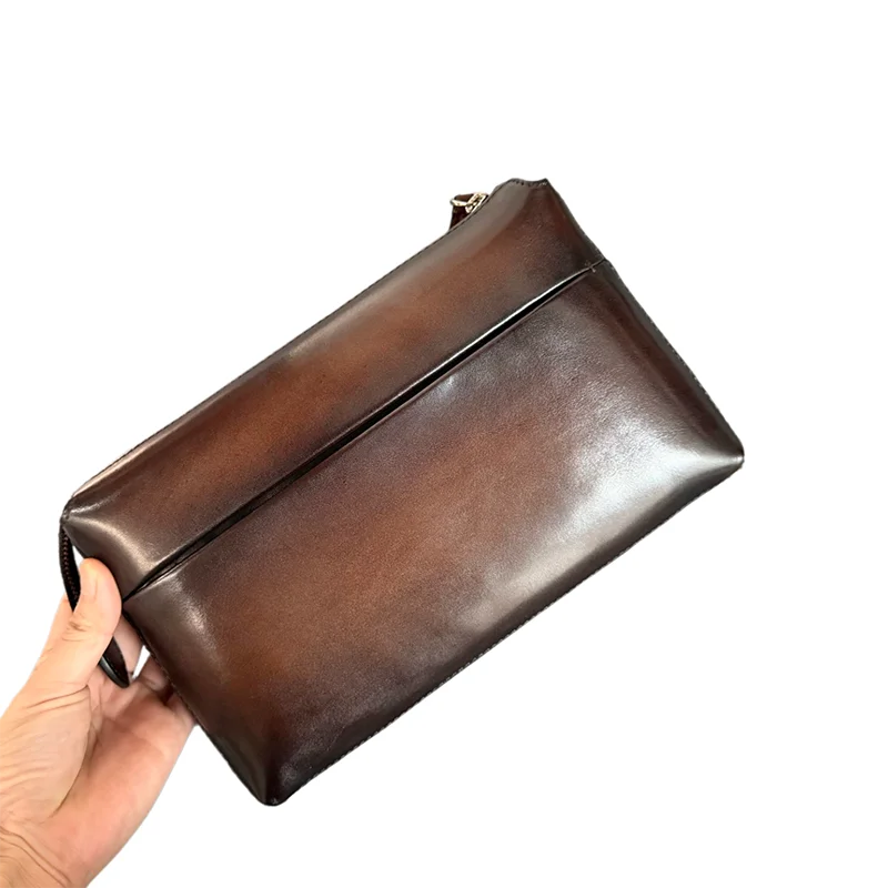 DIMY 2026 New Fashionable Business Leather Handbag with Handbag Cover Layer and Leather Letter Envelope