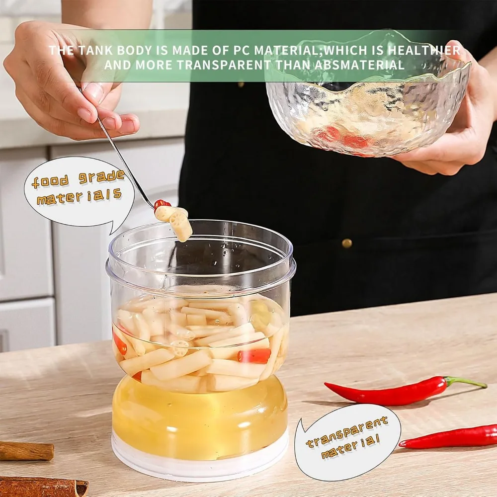 Stylish 800ml/27oz Pickle Jar PS Airtight Lid Hourglass Jar 4.72×5.31in Strainer Flip Jar For Olives
