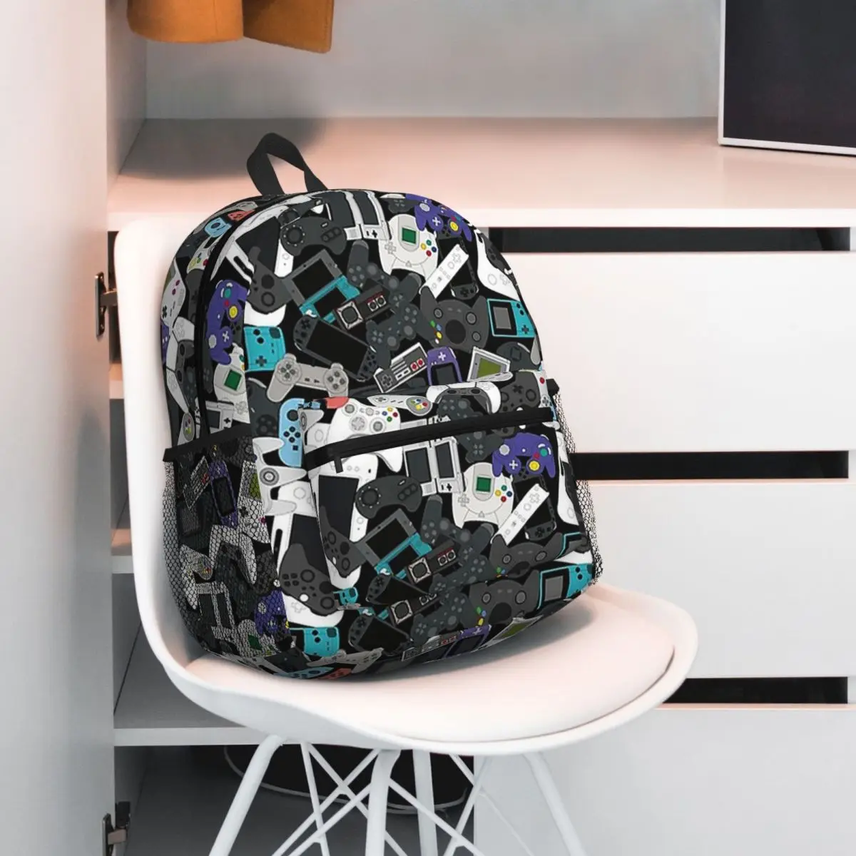 Gamer Controller Nostalgia Video Game Backpack Daypack Large Capacity Boys Girls BookBag School Bag Shoulder Bags for Men Women