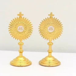 12Pcs JHS Mini Monstrance Holy Sacrament First Communion Fave Holy Grail Baptism Catholic Car Table Decoration Church Suppliers