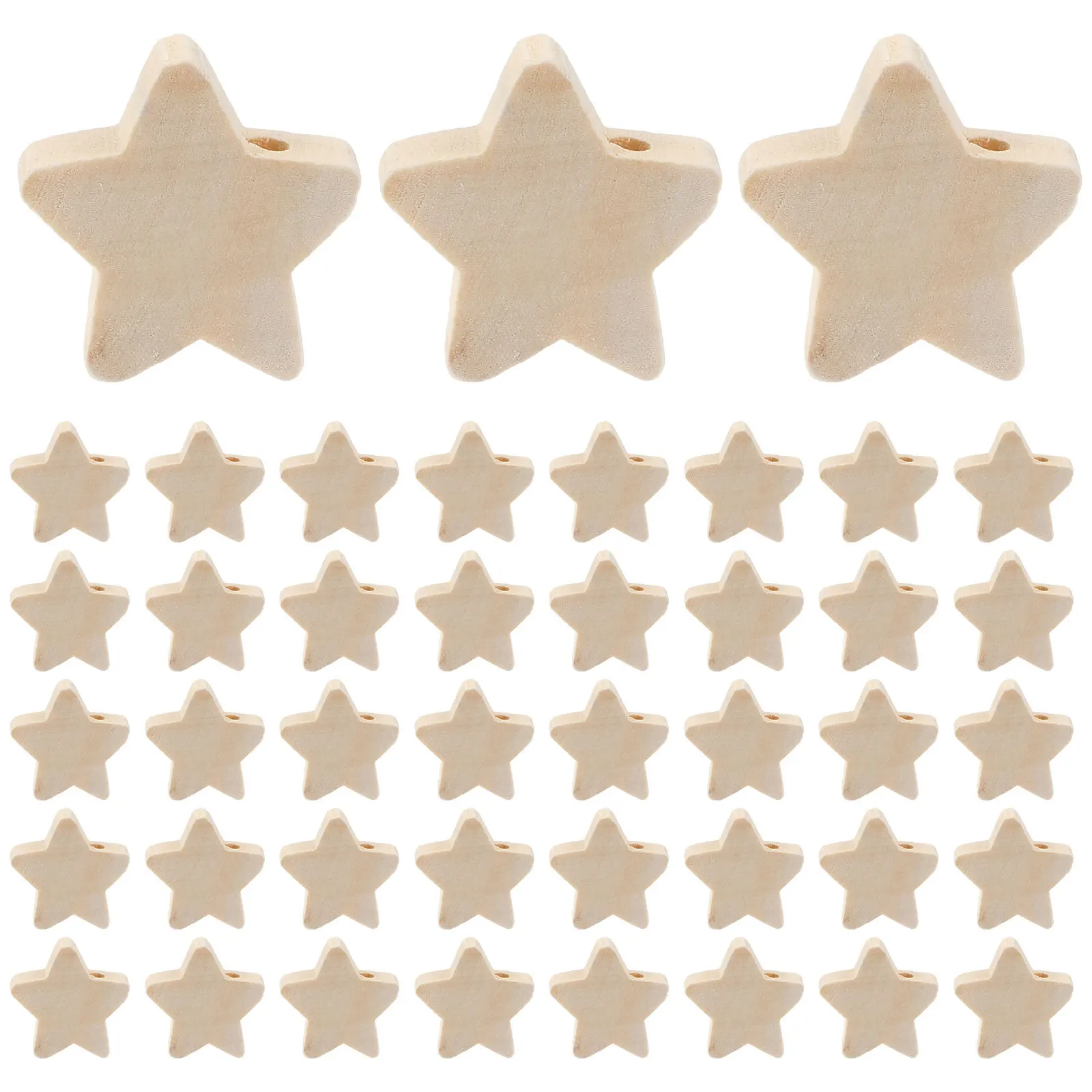 100Pcs Wooden Beads Star Shape Five-Pointed Star Beads for DIY Jewelry Making Kids Bracelets Necklace Creative Craft Supplies