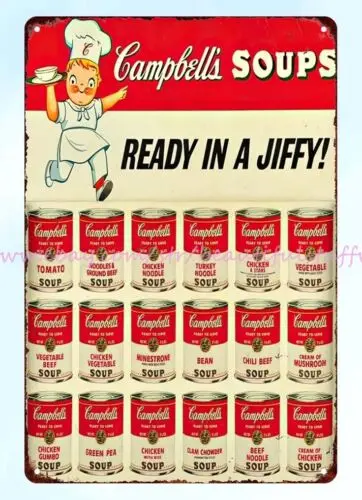 affordable home decor 19450s Campbell's Soups metal tin sign