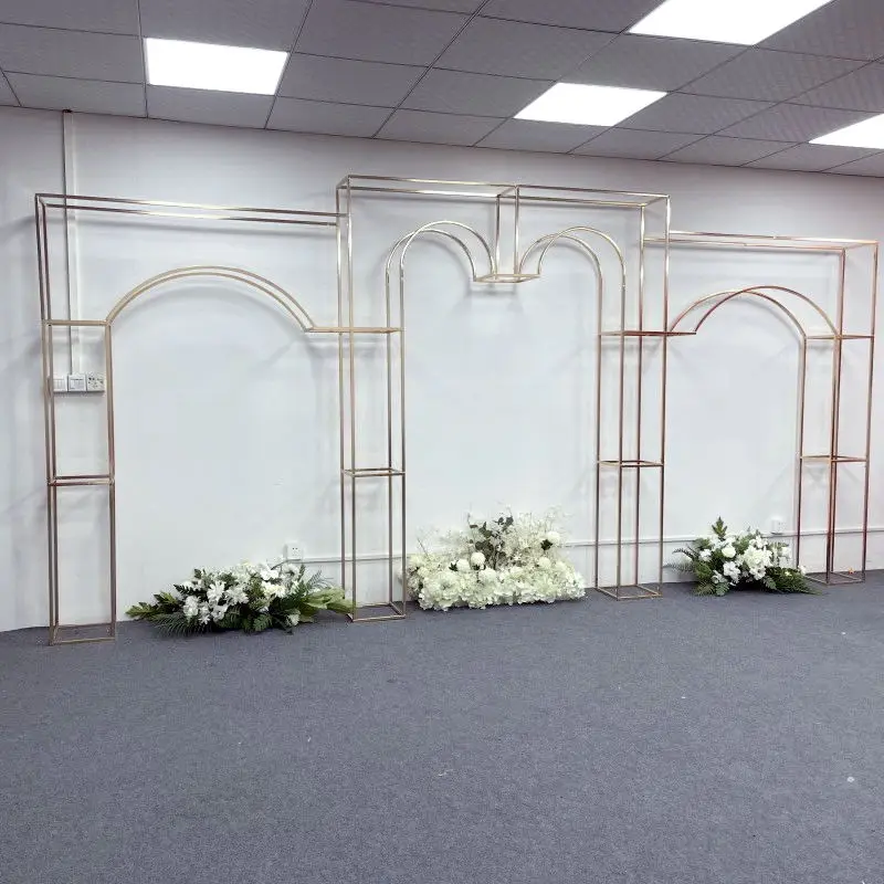 5.9 Meters Welcome Sign Flower Big 3 Arches Wedding Hall Screen Background Frame Anniversary Scene Floral Wall BackdropsStand