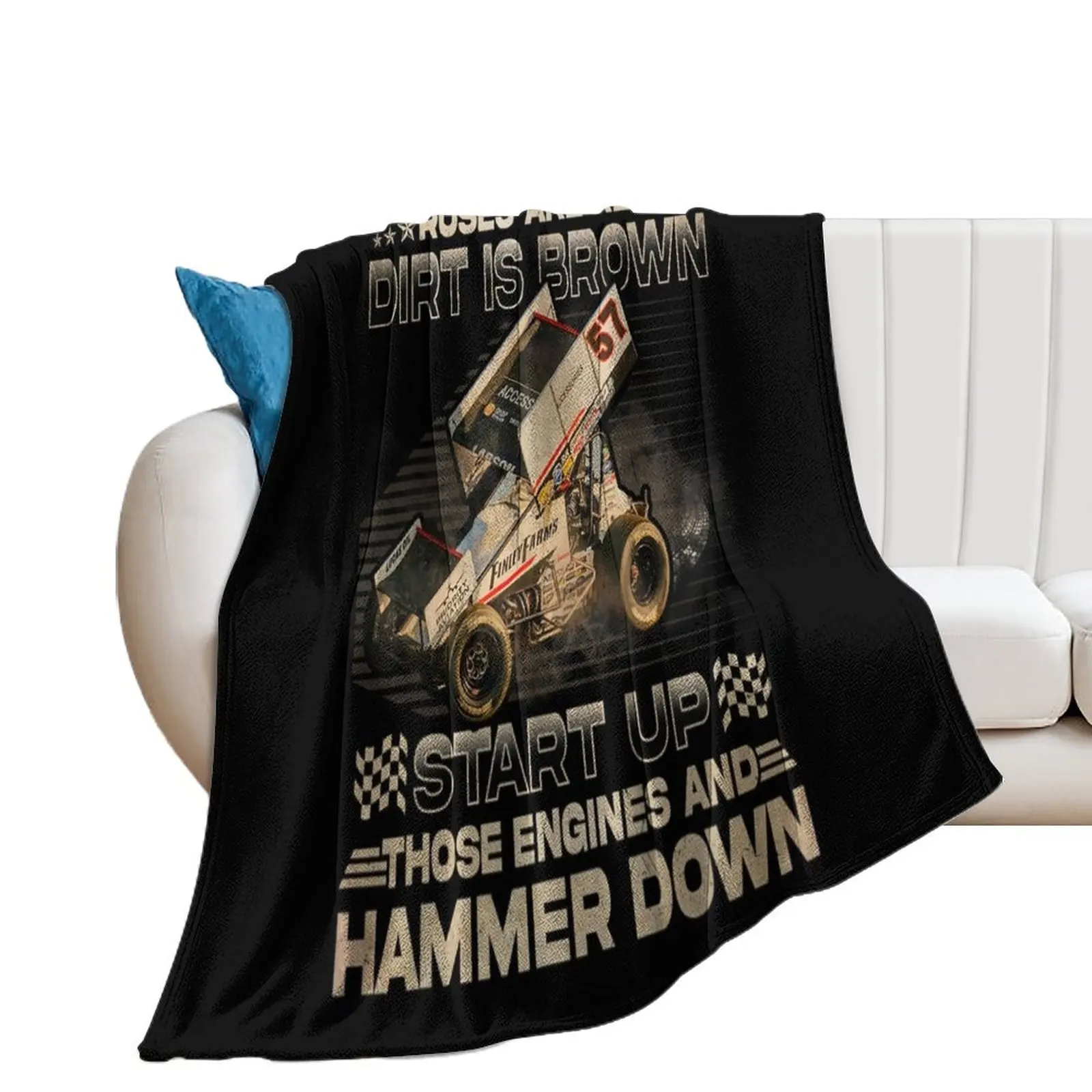 

Dirt Track Racing Kyle Larson Champion Sprint Car Throw Blanket Comforter Vintage Blankets