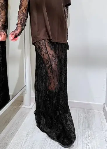Summer Sexy Atmosphere Lace See Through Half Skirt, Fashionable High Waisted Temperament, Slim Fit A-Line See Through Half Skirt