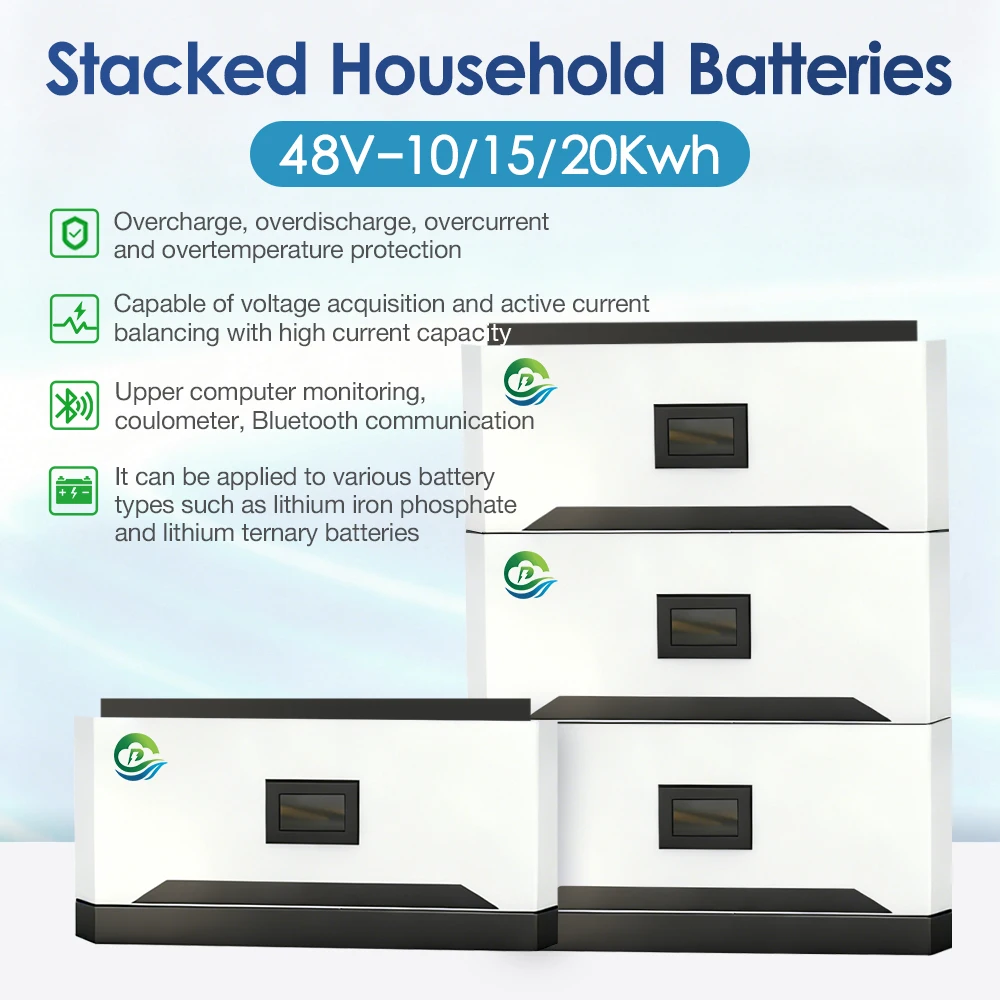 51.2V 200AH 10kWh-50kWh Split Stackable Hybrid Grid Home Solar Power System Inverter LiFePO4 IP65 CAN