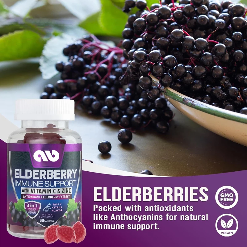 Immune support gummies - powerful elderberry gummies suitable for adults and children -60 gummies