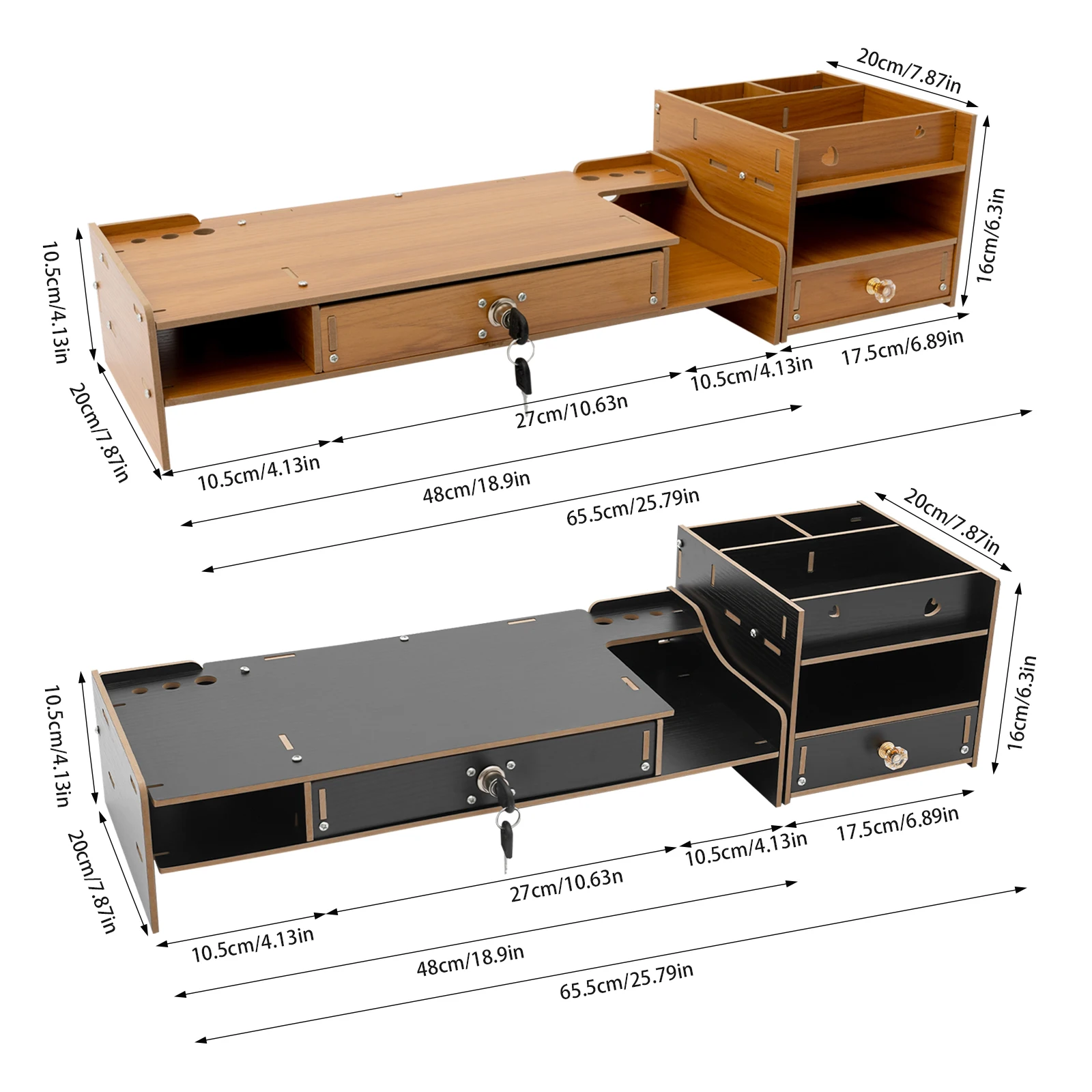 حامل شاشة سطح المكتب، حامل شاشة، حامل معزز لشاشة الكمبيوتر، لون خشب الكرز/أسود #4