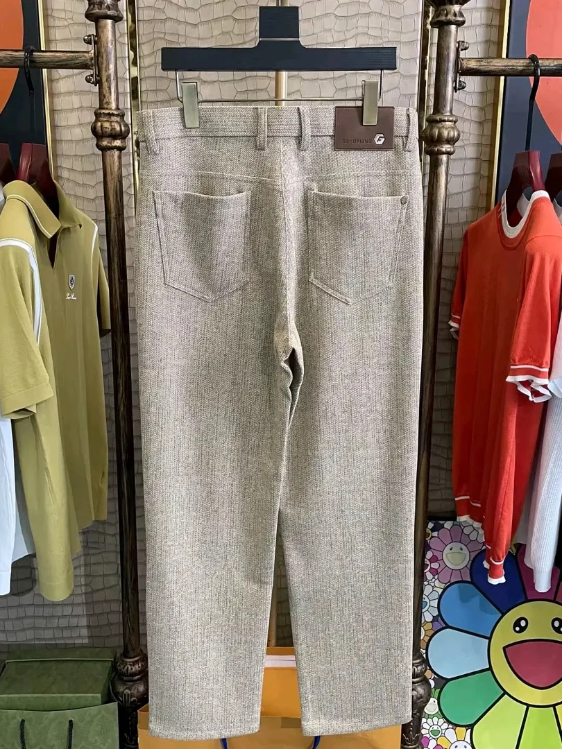 

New Men's Casual Pants Spring Autumn Versatile High Quali Cool Busin Straight Leg ket Water Waed Zipper mid Waist