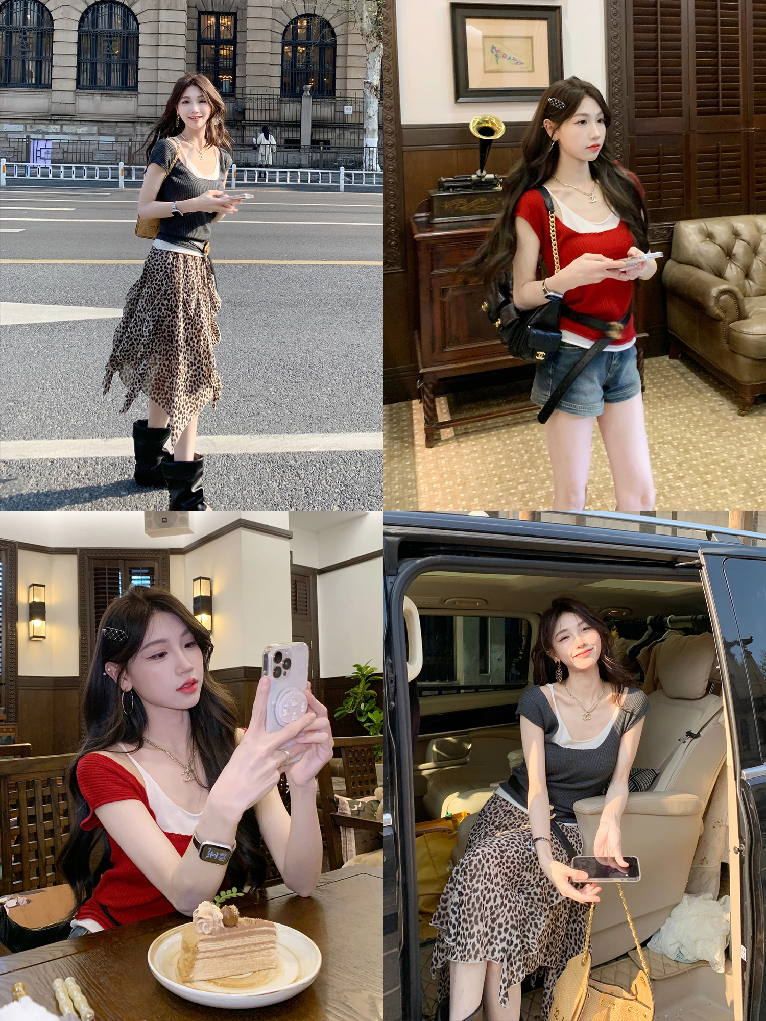 

Женская летняя трикотажная футболка без рукавов с эффектом похудения, новый стиль, имитация двухслойности, U-образный вырез, стандартная длина