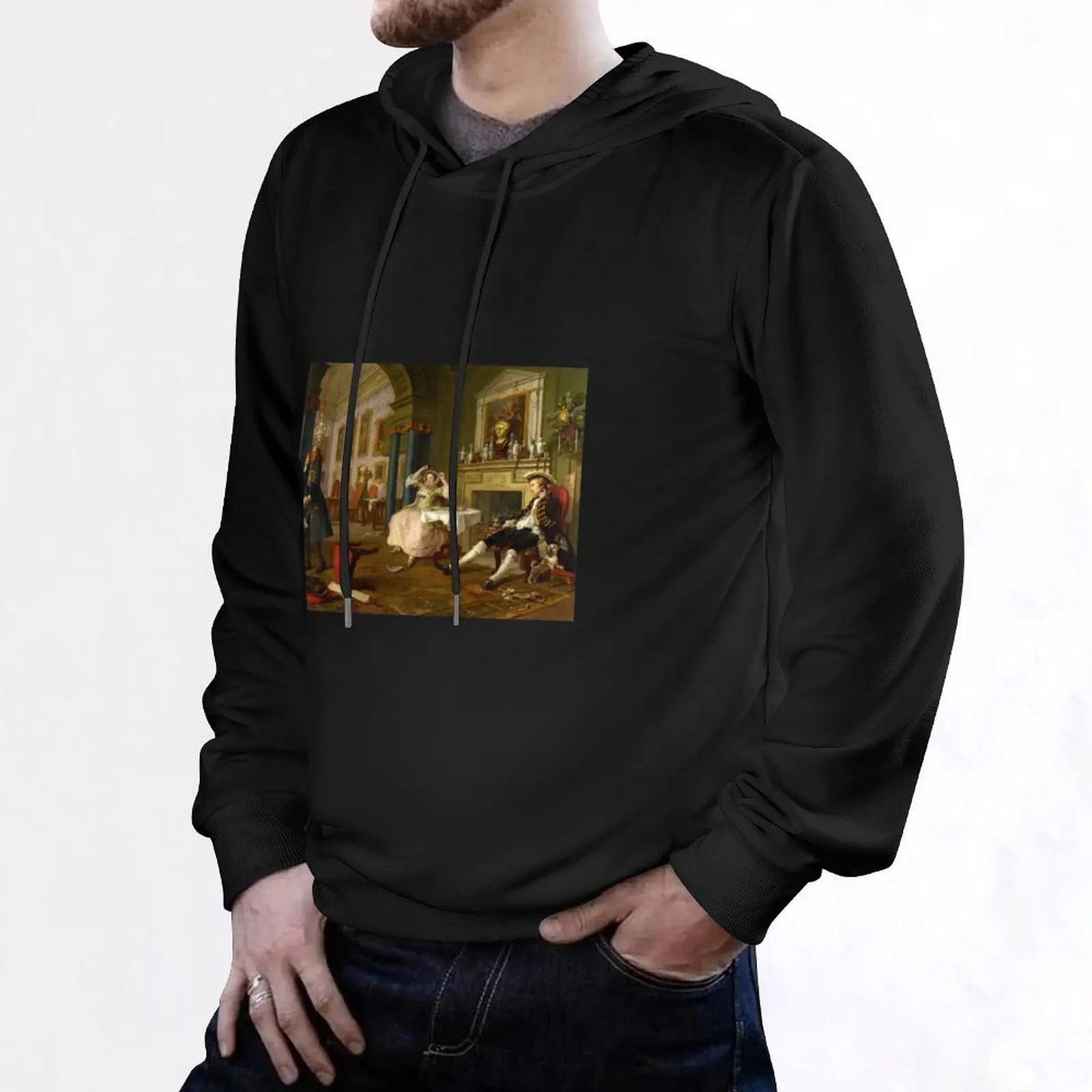 Marriage A-la-Mode: 2, The Tête à Tête by William Hogarth (c1743) Hoodie men wear pullover hoodies