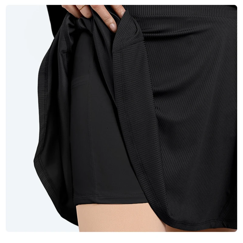 2026Summer New Women's Sports Skirt Fake Two-piece Skirt Anti-running Running Skirt Women's High Waist Tennis Skirt Fit Culottes