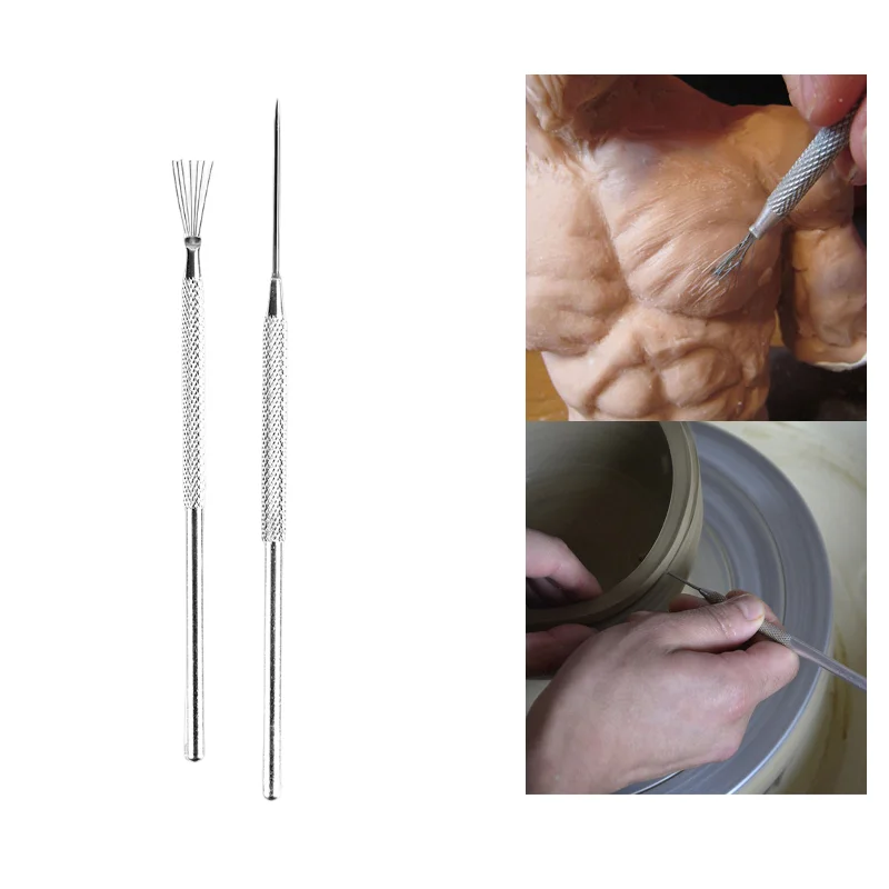 

1 x Feather Pin + 1 x Pro Needle Wire Texture Pottery Clay Tools Set Texture Brush Tools Ceramics Modeling Tool Pottery