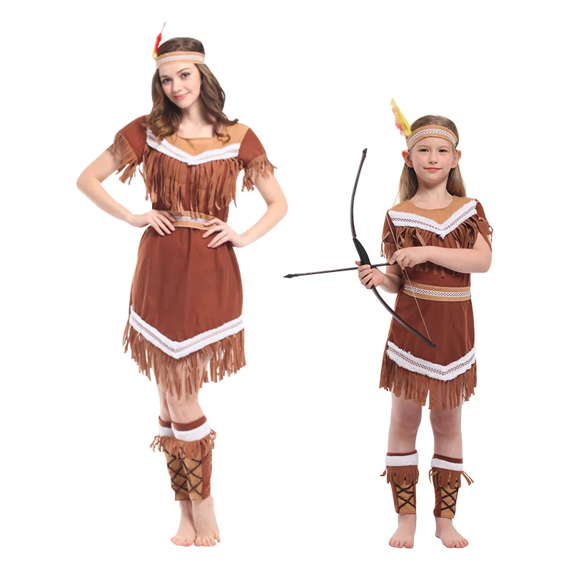 Cartoon Character Primitive Man Cosplay Indian Costume Halloween party for Girl Archer