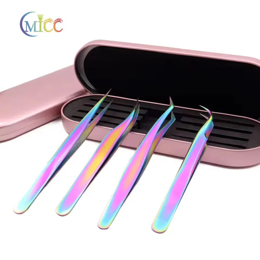 4Pcs High Precision  Anti-static Stainless Steel Superhard Eyelashes Tweezers for Classic Individual and Volume Lashes Extension