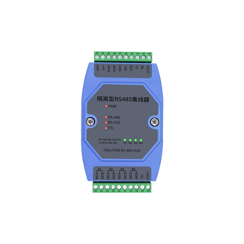 8-Port RS485 HUB 8-Channel Splitter Sharer Industrial Grade Optically Isolated Repeater Guide Rail Collector Distributor Divide