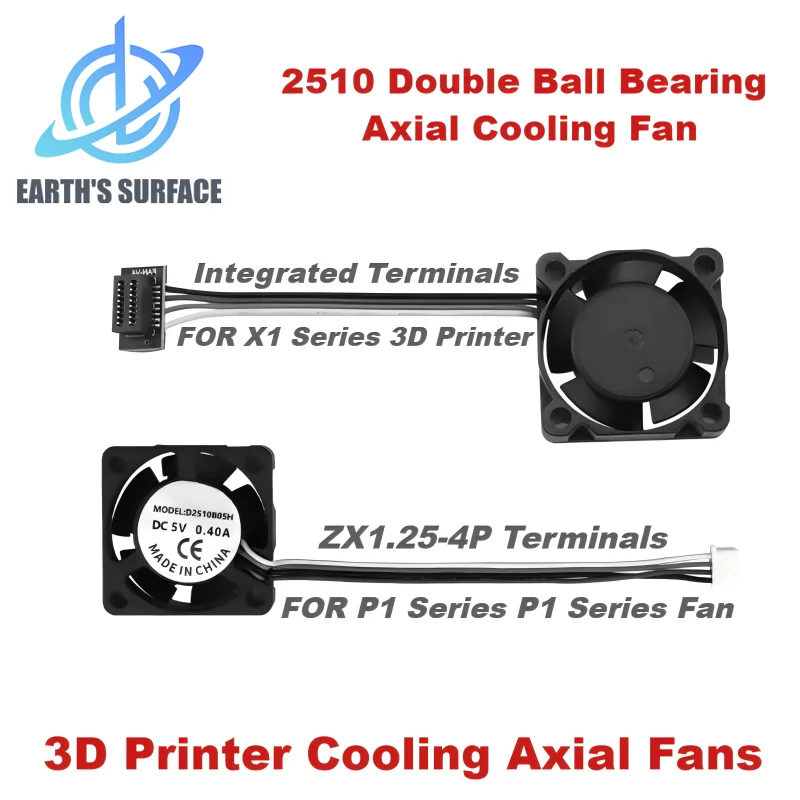 3D Printer Parts 2510 Cooling Fan for Bambu Lab X1 P1 Hotend With Cable Rapid Cooler Fans for Bambu X1C P1S P1P Series