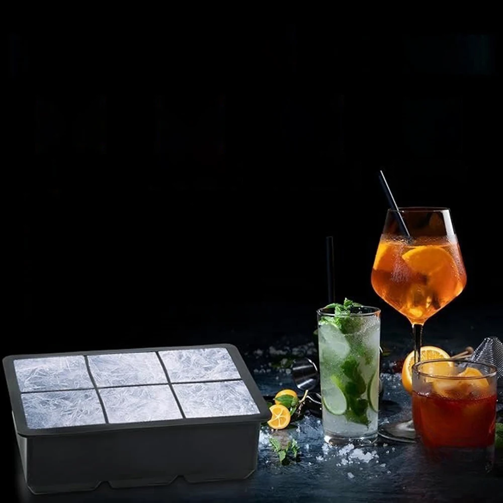 1 Home 6 Grid Ice Cube Mold With Cover, Food Grade Silicone Ice Tray, Daily Homemade Ice Box Mold, Suitable For Drinks, Alcohol