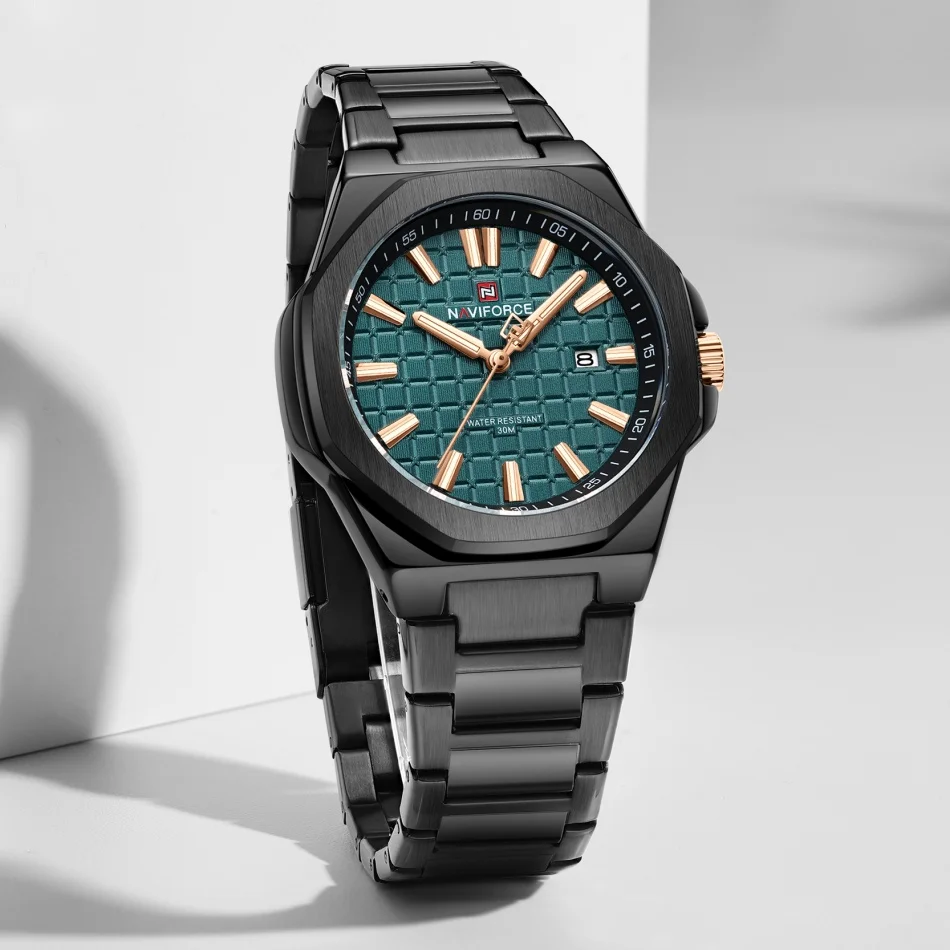 

NAVIFORCE спортивные мужские часы 3ATM, водостойкий ремешок из нержавеющей стали, календарь, светящиеся кварцевые наручные часы, мужские Relogio Masculino 2025