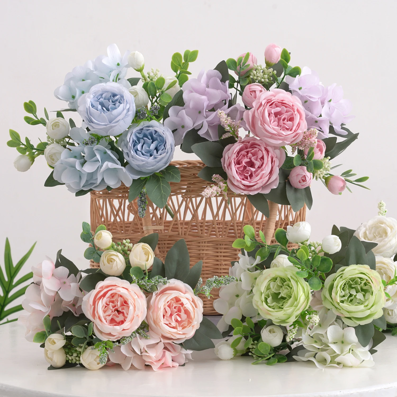 1 Bund künstliche Blume Pfingstrose für die Dekoration Seide Blume gefälschte Rose Anordnung Kunststoff Tisch Herzstück Faux Flores für zu Hause