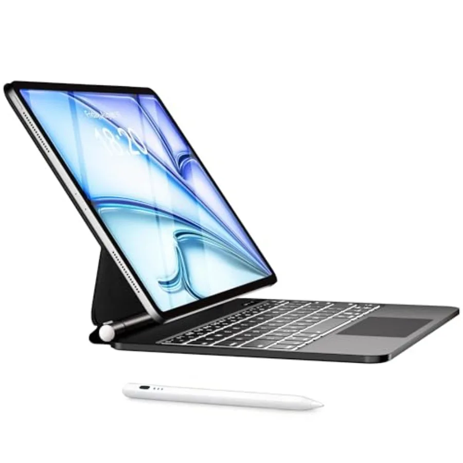 

iPad Air 11-inch M4 2026/M3 2025/M2 2024 10.9-inch (5th/4th Gen) case with keyboard: rainbow backlit keys multi-touch trackpad