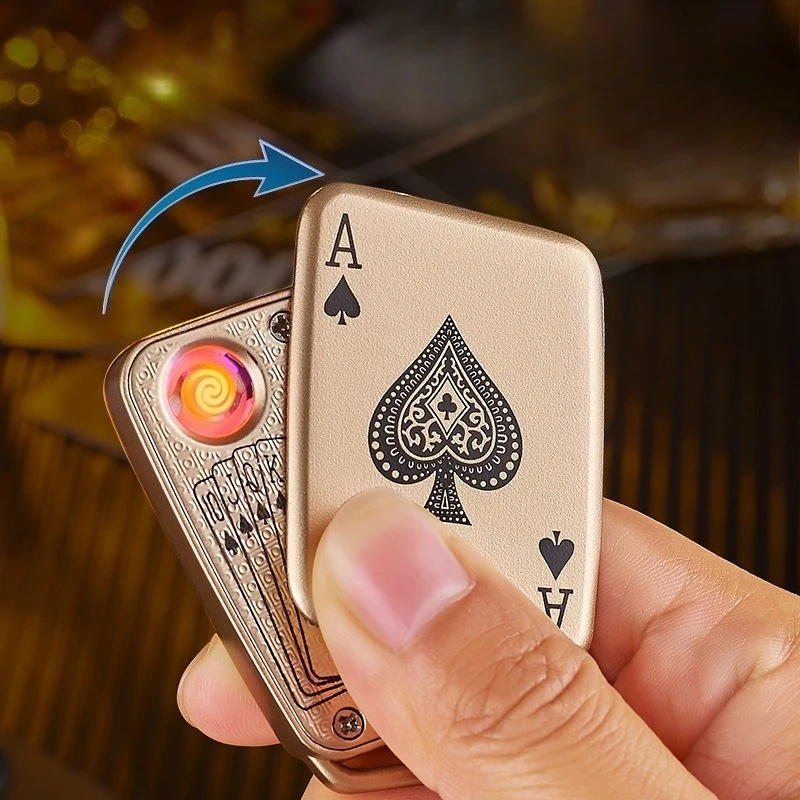 

2025 Personalized and Creative USB Charging Mahjong Playing Card Keychain Pendant Lighter Windproof Electronic Cigarette Lighter