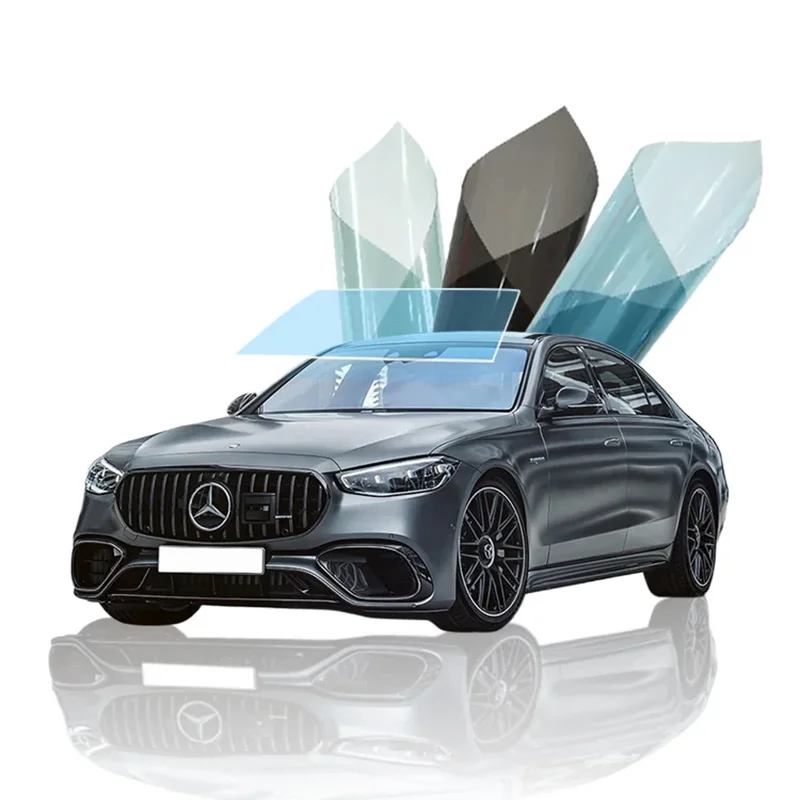 1mX30m and IR100% High Clear Windshield Film Anti Glare 2PLY Black Window Tint Film Automotive Nano Ceramic Window Film