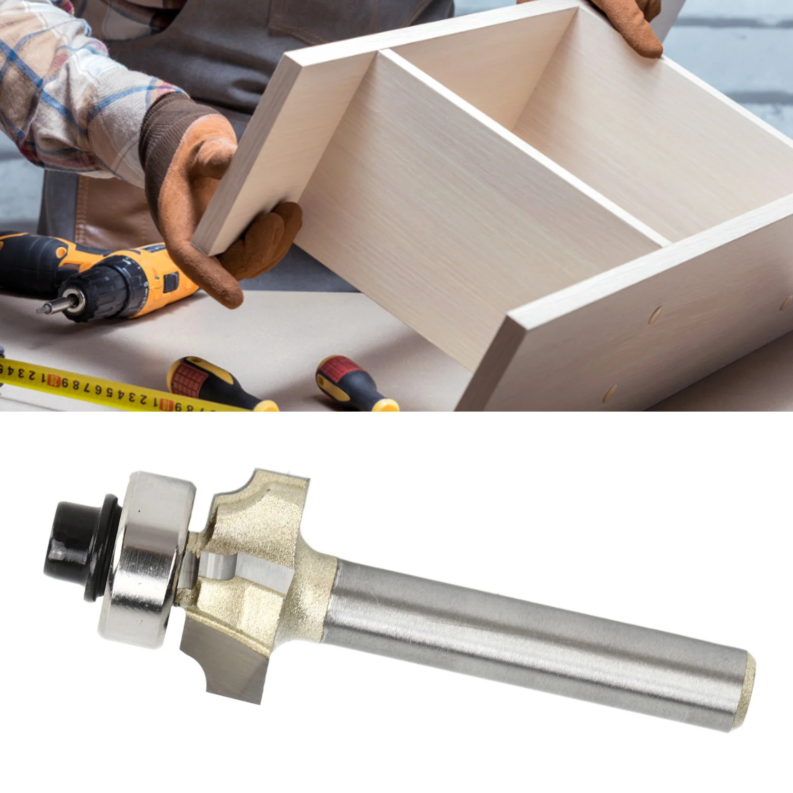 Router Bit 1/4in Shank Router Bit Roundover Router Bit 1/4in Shank 4 Flute 1/4xR2 Round Over Chamfer Cutter Tool for Woodworking