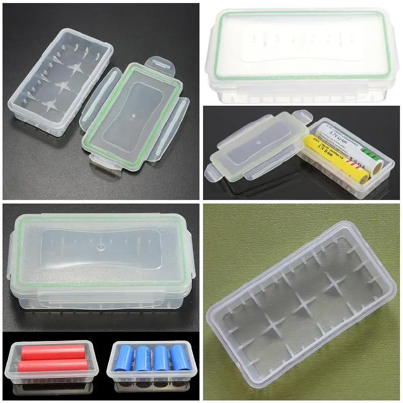 1pc/2pcs/4pcs Clear Plastic Waterproof Battery Storage Case Holder Organizer for 18650 16340 Batteries with Case Bag