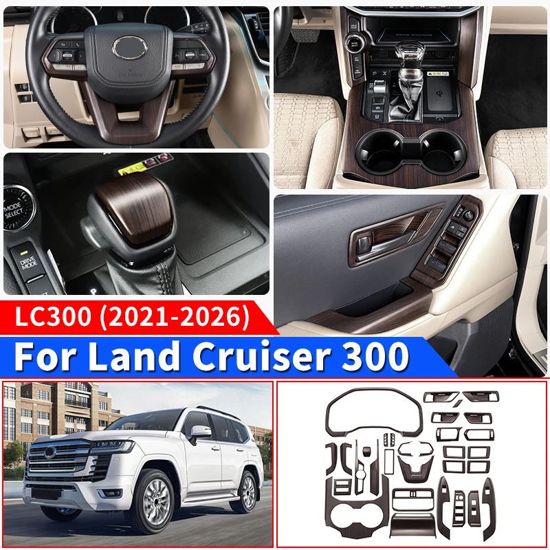 

For 2021-2025 Toyota Land Cruiser LC300 300 High Configuration Peach Wood Texture Interior Accessories Upgraded Modification