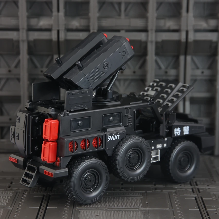 Simulación de coche blindado, modelo de aleación, colección de adornos de coche, amortiguador acústico-óptico, coche de juguete para niño