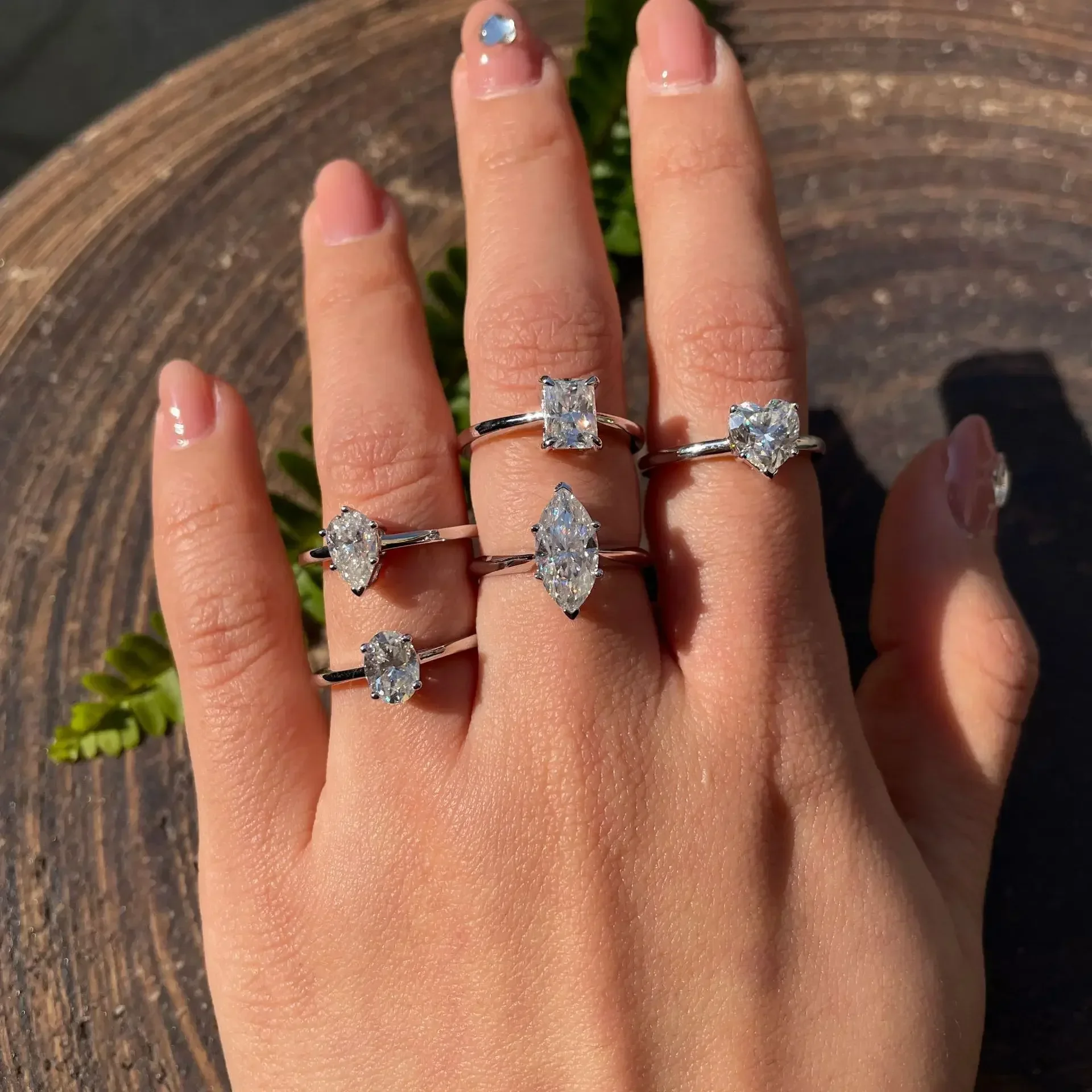 LinkerLove 1/2 карата кольцо с муассанитом пасьянс с бриллиантом обручальное кольцо из стерлингового серебра S925 обручальное кольцо для женщин юбилейный драгоценный камень