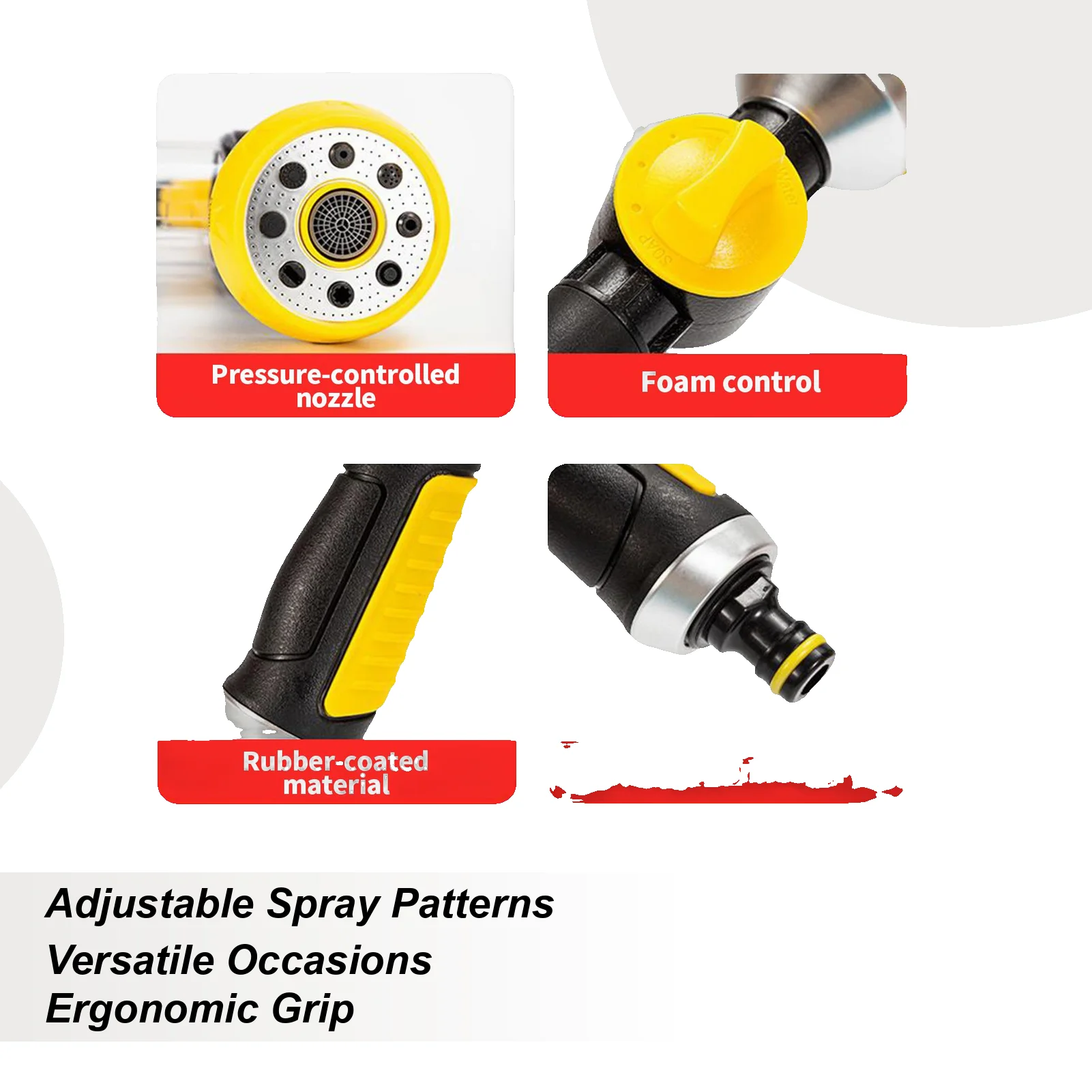 

Heavy Duty Hose Nozzle Garden Hose Sprayer With Soap Dispenser Bottle Adjustable Cleaning Sprayer For Plants Flowers Pets