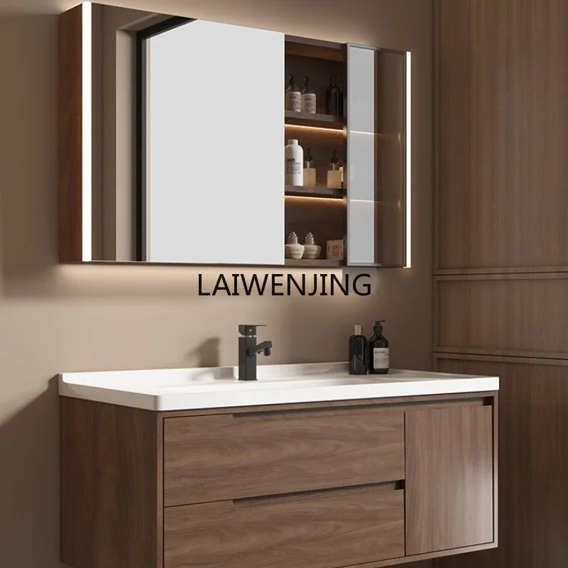CF new Chinese walnut ceramic integrated basin bathroom cabinet combination toilet washstand