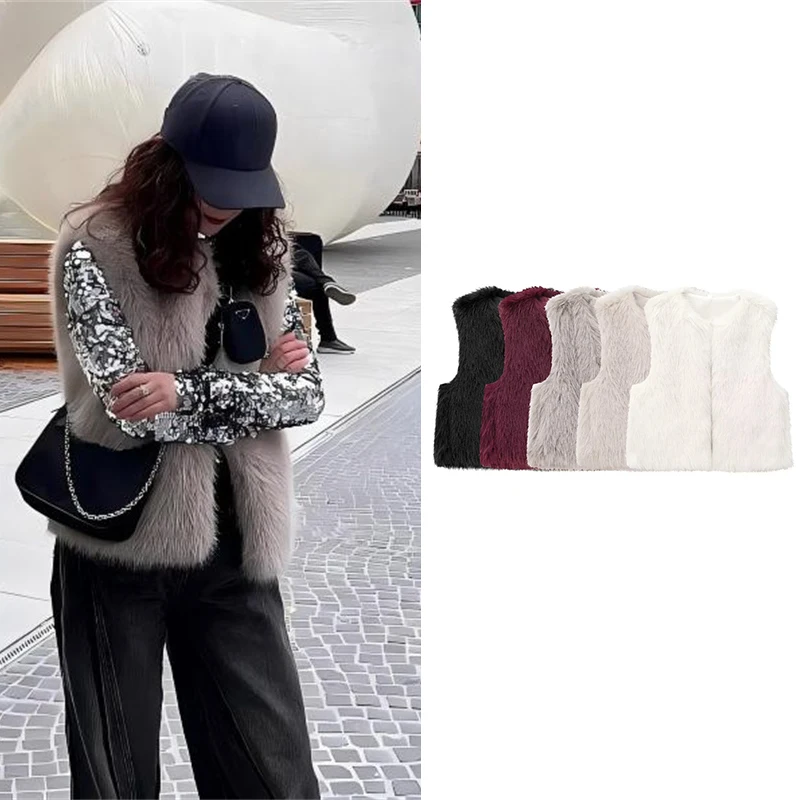 Guobioziy 2026 Winter Womens Sleeveless Cropped Vest Retro  Streetwear Trendy Club Party Outfit Ins Viral Loose Silhouette