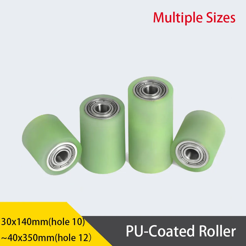 1pcs Hole Dia 10mm12mm Polyurethane Coated Bearing Roller Outer Dia 30/35/40mm PU Unpowered Wear‑Resistant Caster Wheel L20-350