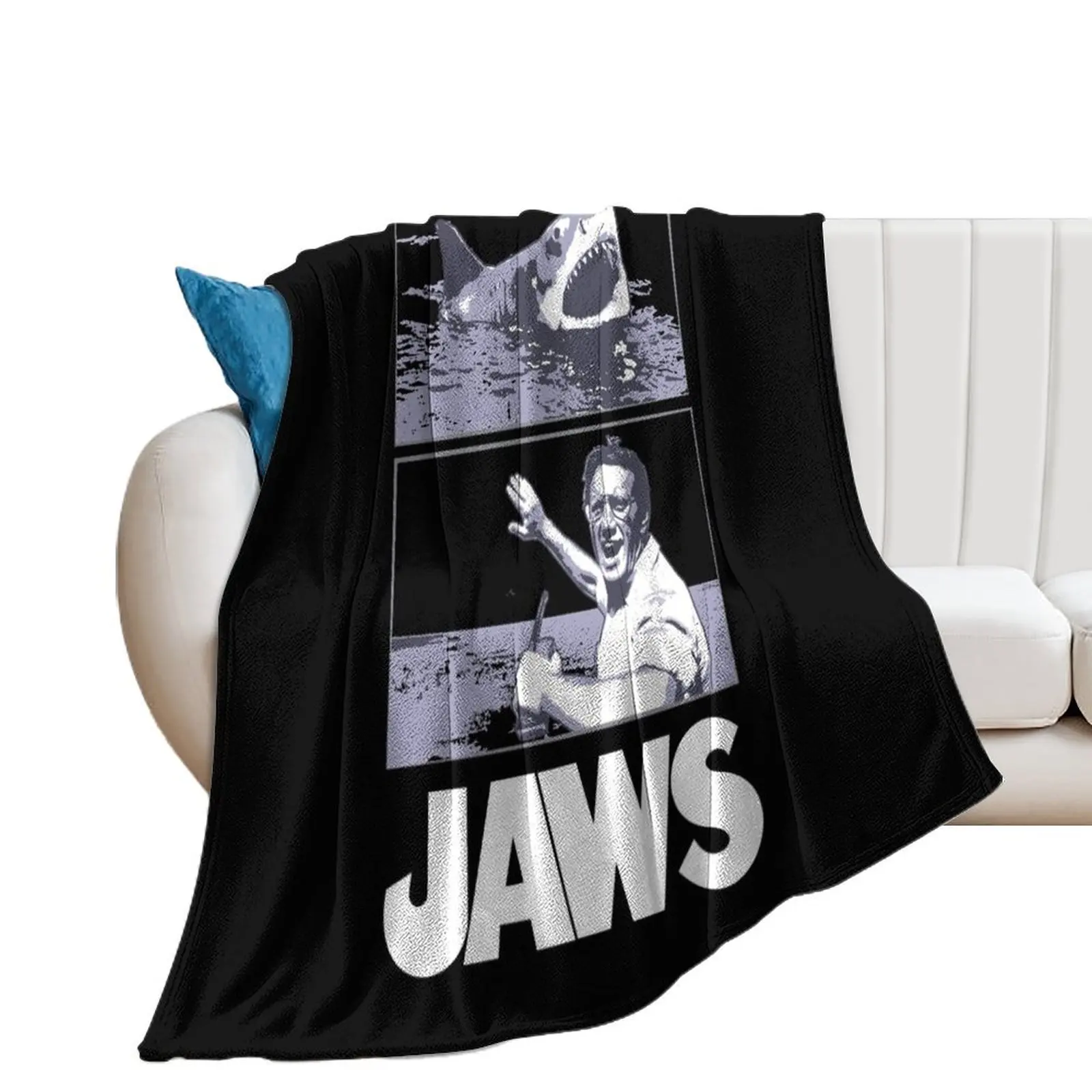 Jaws 1975 movie fan art Throw Blanket Hairy Blankets For Sofas Multi-Purpose anime Blankets