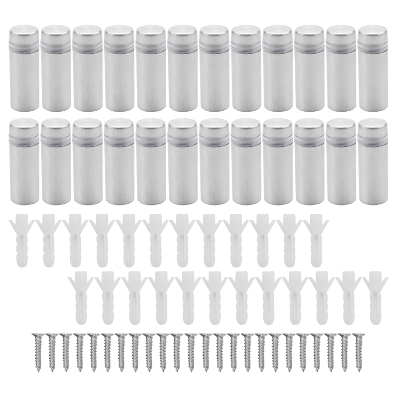 24 Packs Advertising Screws Standoff Mounts Glass Acrylic Nail Mounts Screws For Displaying Acrylic Board And Signage