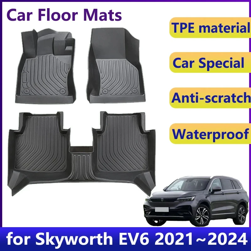 Car TPE Floor Mat For Skyworth EV6 Skywell ET5 2021~2024 2023 Universal Leather Foot Mat LHD Carpet Rug Cushion Auto Accessories