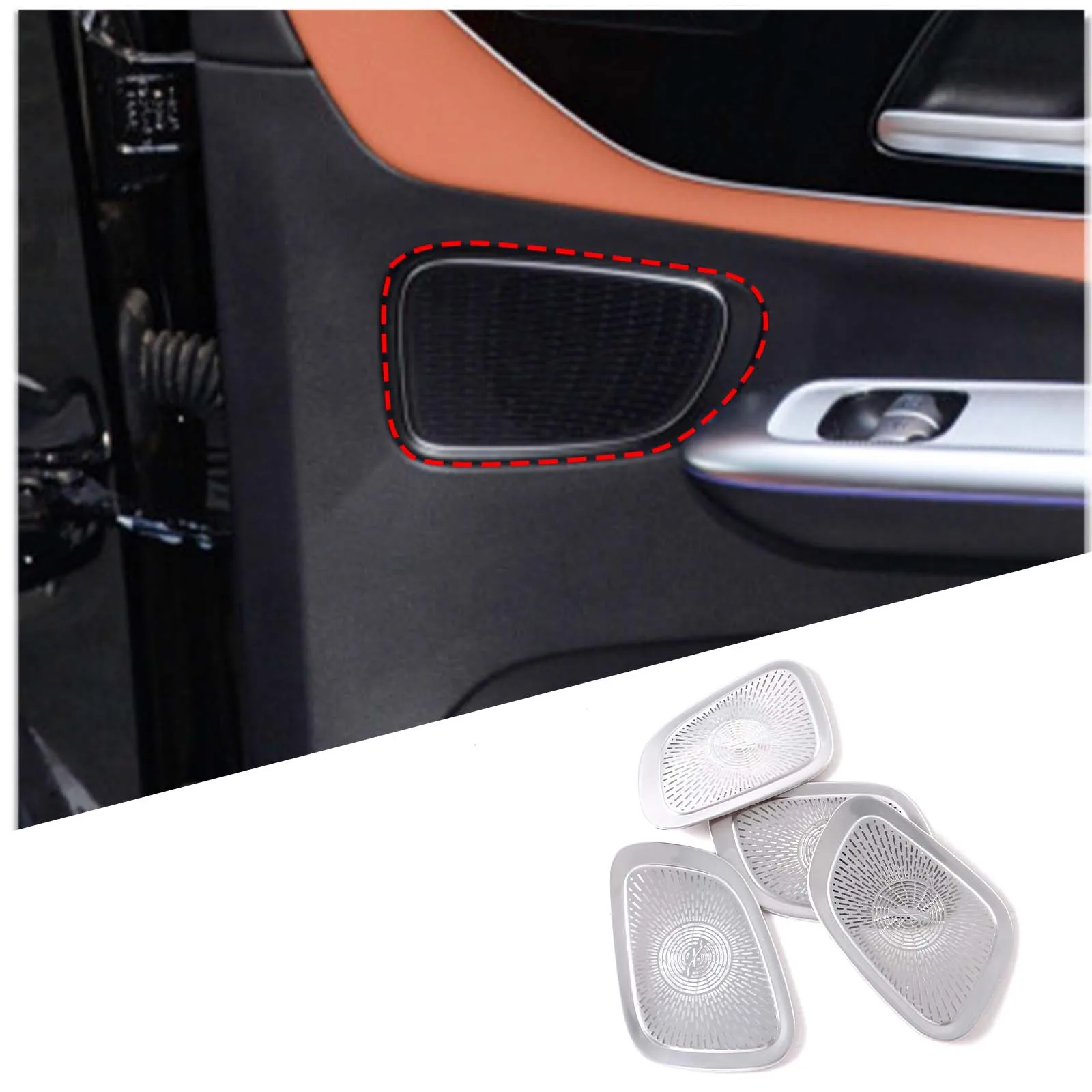 

Stainless Steel Silver Car Audio Speaker Cover Door Speaker Cover Horn Trim Accessories For Mercedes Benz GLC 2023