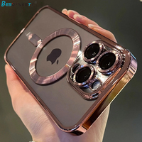 Luxury Magnetic For Magsafe Wireless Charge Plating Clear Case For iPhone 11 12 13 14 15 16 Pro Max Shockproof Silicone Cover