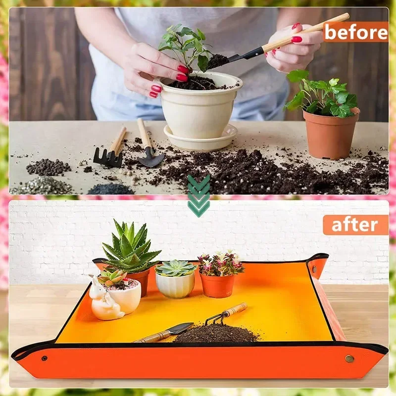 Plant Repotting Mat Waterproof Flower Pots Transplanting Pad Potting Soil Control Foldable Succulent Potting Mat Gardening Tray