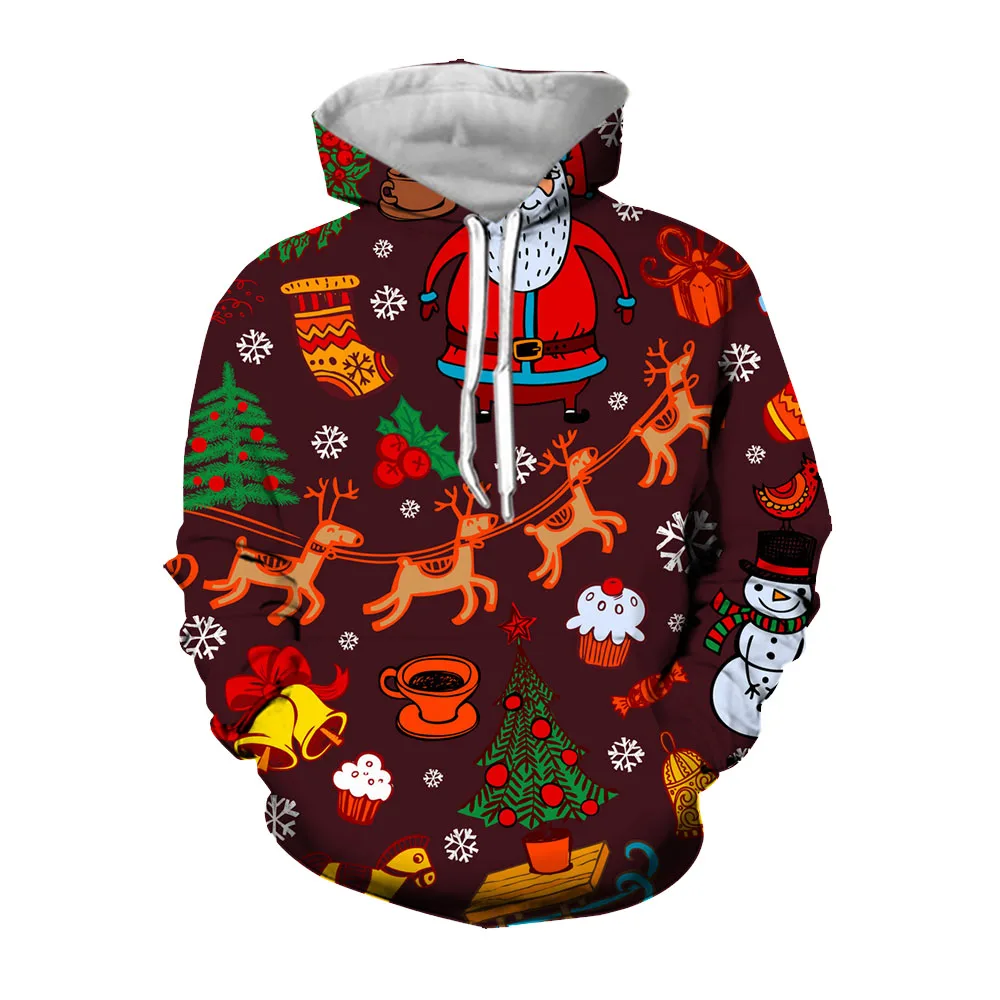 Jumeast 3D Christmas Printed Santa Gloves Graphic Hoodie Casual Oversized Comfort Men Hoodies Streetwear Cartoon Hooded Clothing