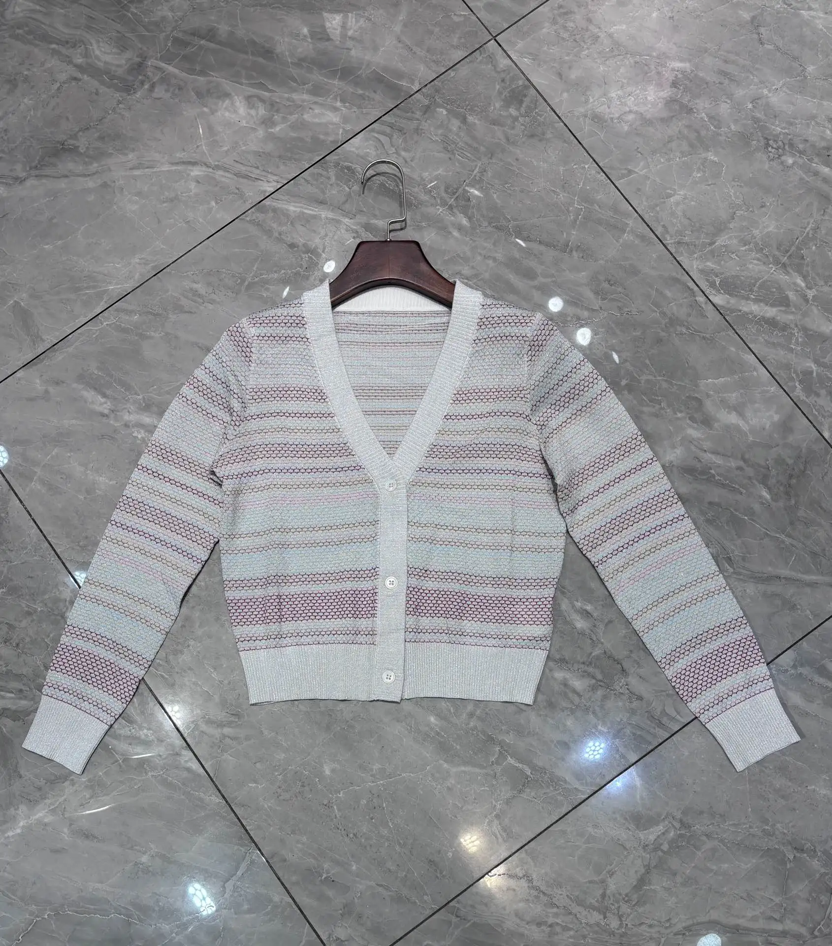 

Women Colorful Striped Knitted Cardigan Autumn V-Neck Long Sleeve Single Breasted Casual Slim Sweater