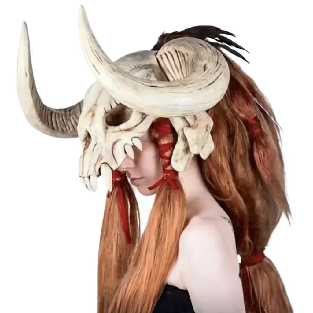 Bull Head Skeleton Mask Bull Horn Mask Bull Bone Cosplay Halloween Bulls Headcover Monster Hunter Masques Latex Skeleton Prop