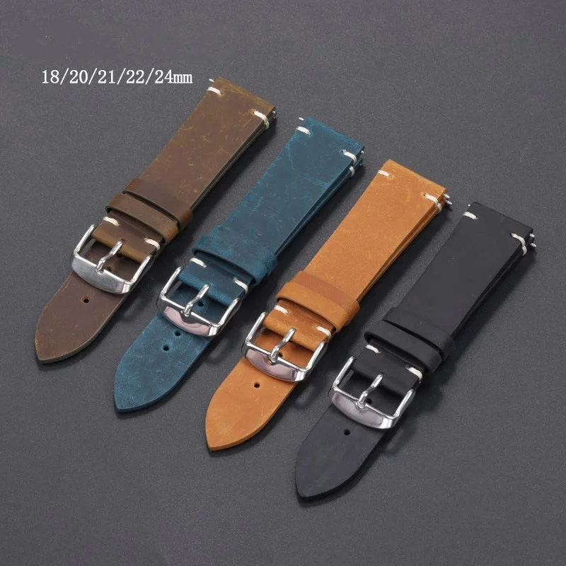 18mm 20mm 21mm 22mm 24mm Retro skórzany pasek do zegarka ze skóry bydlęcej z woskiem olejowym do uniwersalnej wodoodpornej bransoletki do zegarka Akcesoria z narzędziem