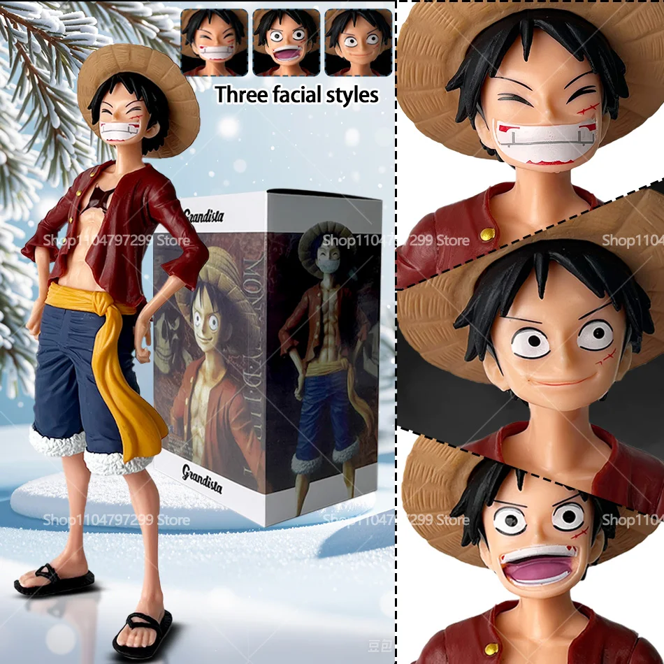 ฟิกเกอร์อนิเมะวันพีซ มังกี้ ดี ลูฟี่ ขนาด 28 ซม. ของเล่นฟิกเกอร์ลูฟี่ยิ้มมั่นใจ สามรูปแบบเปลี่ยนหน้าได้ โมเดลฟิกเกอร์แอคชั่นพีวีซี