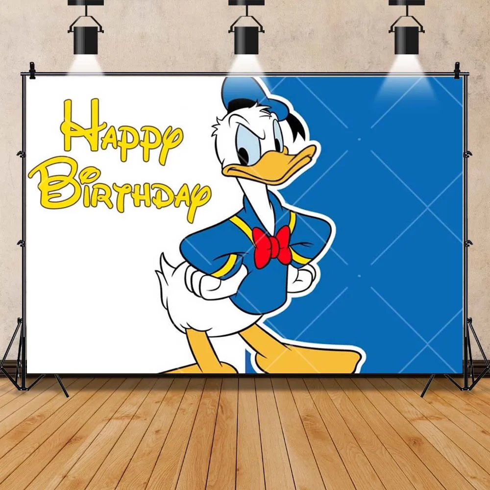 Disney Cute Blue Donald Duck Baby Kids Gifts Birthday Party Banner Backdrop Custom Kids Room Photo Poster Decor Wall Background