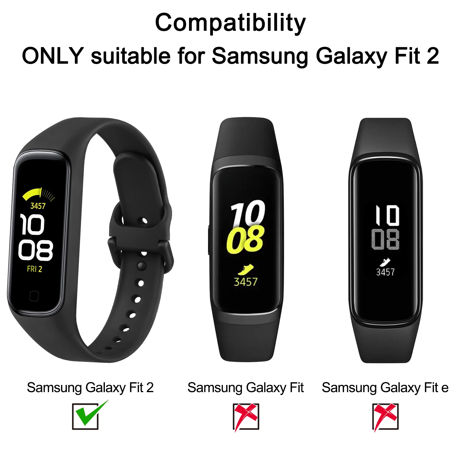 Lot de 4 bracelets en silicone souple pour Samsung Galaxy Fit 2, remplacement du bracelet de montre