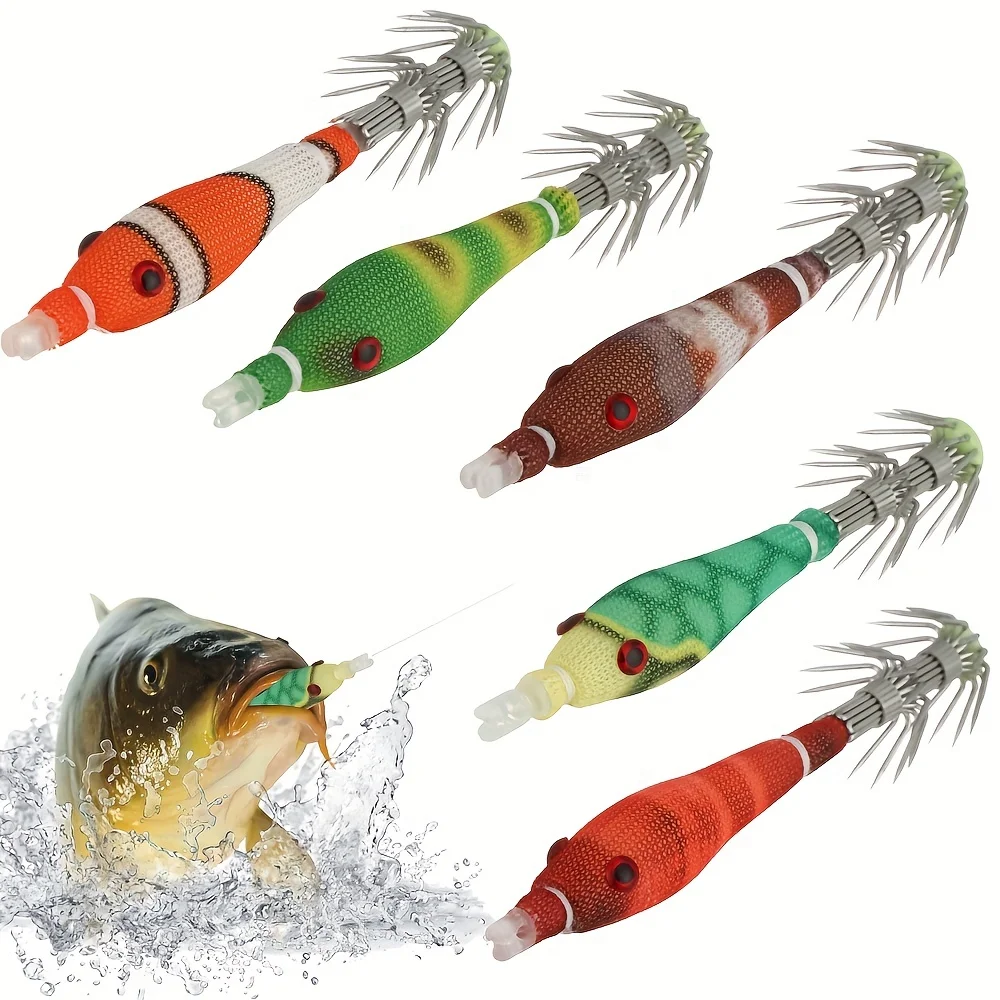 5 Stück/Packung Künstliche Tintenfisch-Köder Weiche Tintenfisch-Haken Köder-Jig Micro Schwimmende Angelhaken – Detail 1